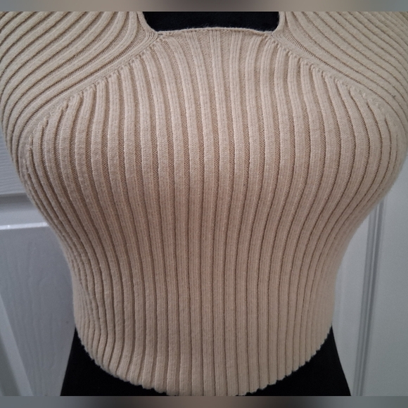 Cider Ribbed Criss Cross Cropped Halter Top A1   Size S - Picture 3 of 14